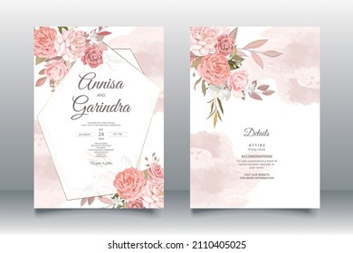 Einladungsvorlage für Hochzeiten mit brauner Blüte und Premiumvektor
