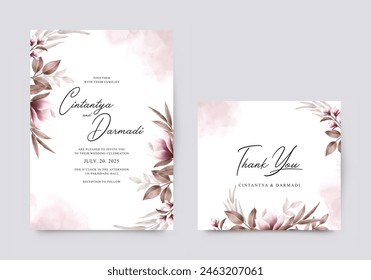 Plantilla de invitación de Boda en acuarela floral