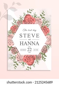 Wedding invitation template style with flower theme