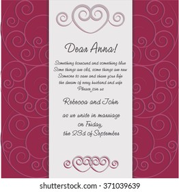 Wedding invitation template with text, invite for guest