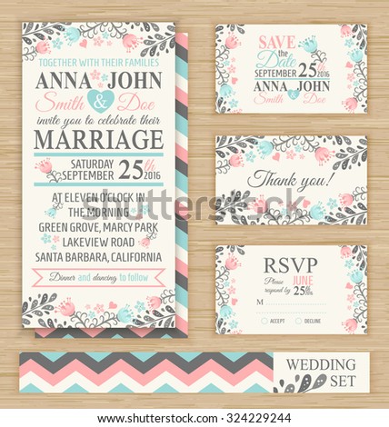 wedding invitation template thank you card stock vector royalty