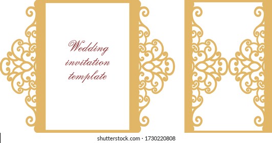 Wedding invitation template vector file for lasercut papercut