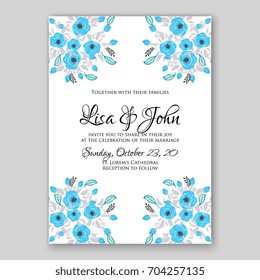 Wedding invitation template with vector floral clip art 