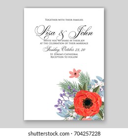 Wedding invitation template with vector floral clip art 