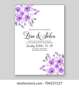 Wedding invitation template with vector floral clip art 