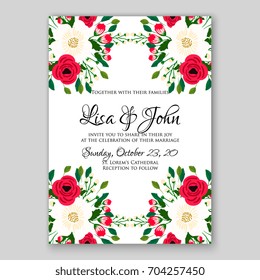 Wedding invitation template with vector floral clip art 