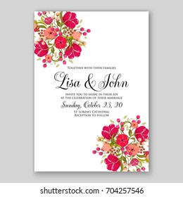 Wedding invitation template with vector floral clip art 