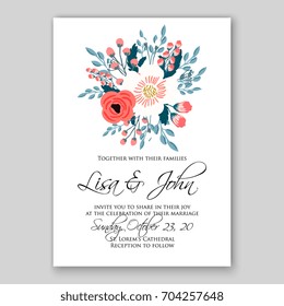 Wedding invitation template with vector floral aloha hibiskus luau card clip art 