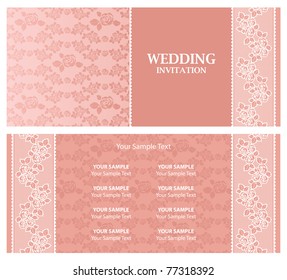 Wedding invitation - template. Vector floral frame with sample text.
Perfect as invitation or announcement.
Pattern is included as seamless swatch.