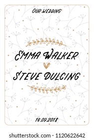 Wedding invitation template vector illustration.