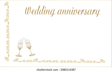 Wedding invitation template vector illustration. Write your text. Golden color