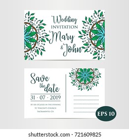 Wedding Invitation template. Vector illustration love graphic