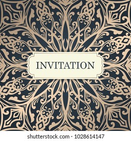 Wedding invitation template. Vintage invitation card design. Abstract floral background. Vector illustration.