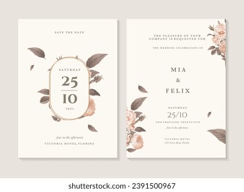 Wedding Invitation Template with Vintage Flower
