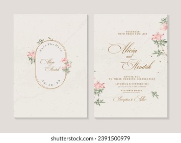 Wedding Invitation Template with Vintage Flower