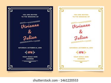 Wedding invitation template with vintage and simple design.