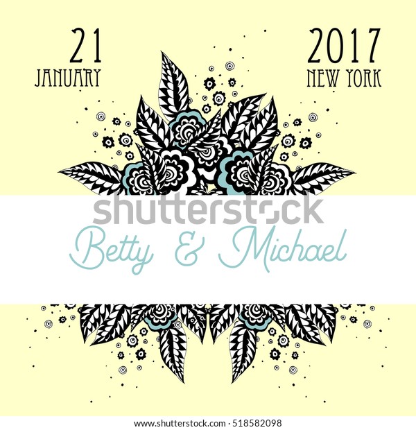 Wedding invitation template.\
Vintage vector\
background with ink flower border decoration, divider, header\
template.\
Beautiful wedding invitation with abstract ink flowers\
and bright color\
background.