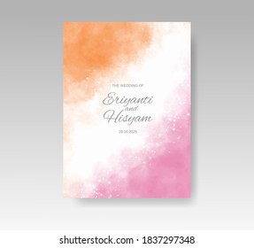 Wedding invitation template with watercolor background and splash.EPS 10.