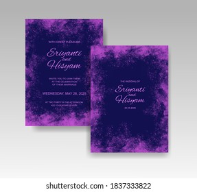 Wedding invitation template with watercolor background and splash.EPS 10.