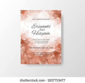Wedding invitation template with watercolor background and splash.EPS 10.