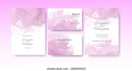 Wedding invitation template with watercolor background and splash.EPS 10.