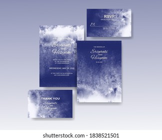 Wedding invitation template with watercolor background and splash. EPS 10.