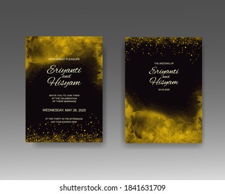 Wedding invitation template with watercolor background and splash. EPS 10.