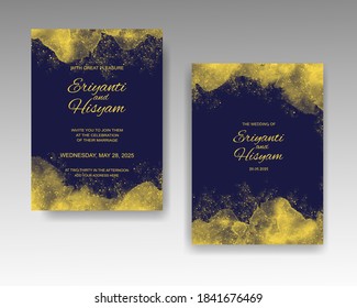 Wedding invitation template with watercolor background and splash. EPS 10.