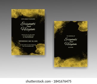 Wedding invitation template with watercolor background and splash. EPS 10.