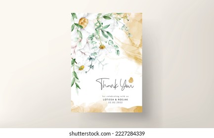 Wedding invitation template with white flower