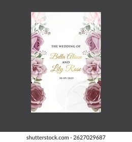 Wedding Invitation Template with White Flower Arrangement