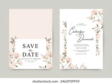 Wedding invitation template with yellow flowers