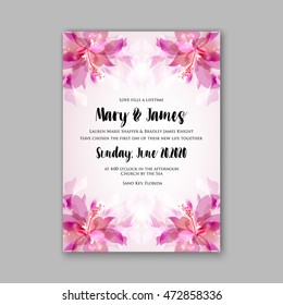 Wedding invitation template.Sweet wedding bouquets of rose, peony, orchid, anemone, camellia,and  leaves. Vector design elements.