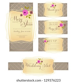 Wedding invitation, thank you card, save the date cards. Wedding set.   RSVP card