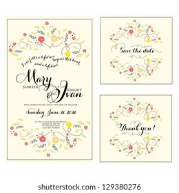 Wedding invitation, thank you card, save the date cards. Wedding set. RSVP card