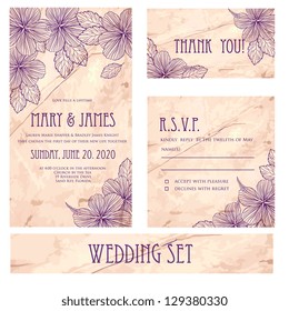 Wedding Invitation, Thank You Card, Save The Date Cards. Wedding Set. RSVP Card