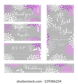 Wedding invitation, thank you card, save the date cards. Wedding set. RSVP card