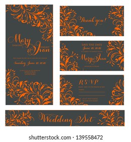 Wedding invitation, thank you card, save the date cards. Wedding set