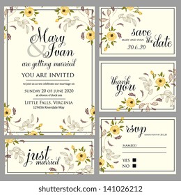 Wedding Invitation, Thank You Card, Save The Date Cards. Wedding Set. RSVP Card