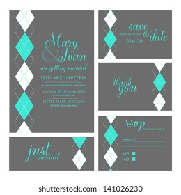 Wedding invitation, thank you card, save the date cards. Wedding set. RSVP card