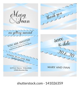 Wedding invitation, thank you card, save the date cards. Wedding set. RSVP card