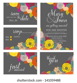 Wedding invitation, thank you card, save the date cards. Wedding set. RSVP card