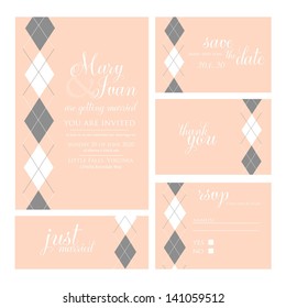 Wedding invitation, thank you card, save the date cards. Wedding set. RSVP card