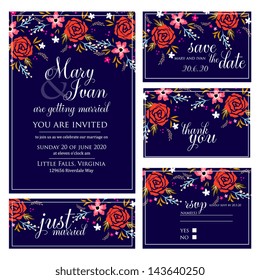 Wedding invitation, thank you card, save the date cards. Wedding set. RSVP card