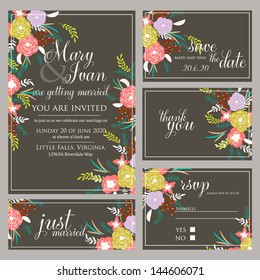 Wedding invitation, thank you card, save the date cards. Wedding set. RSVP card