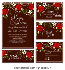 Wedding invitation, thank you card, save the date cards. Wedding set. RSVP card