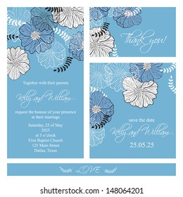 Wedding invitation, thank you card, save the date cards. Wedding set. RSVP card