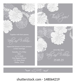 Wedding invitation, thank you card, save the date cards. Wedding set. RSVP card