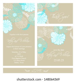 Wedding invitation, thank you card, save the date cards. Wedding set. RSVP card