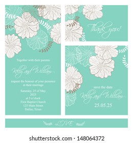 Wedding invitation, thank you card, save the date cards. Wedding set. RSVP card